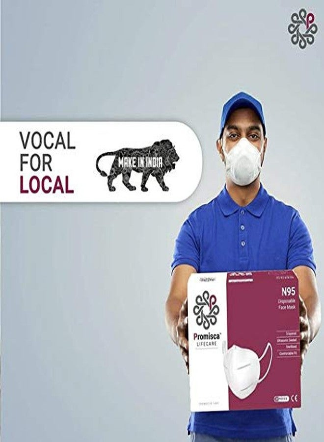 بروميسكا قناع تنفس للأطفال من بروميسكا مصنوع من قماش غير منسوج، 5 طبقات، فلتر معتمد من N95 (أزرق، 5 قطع) - Image 2